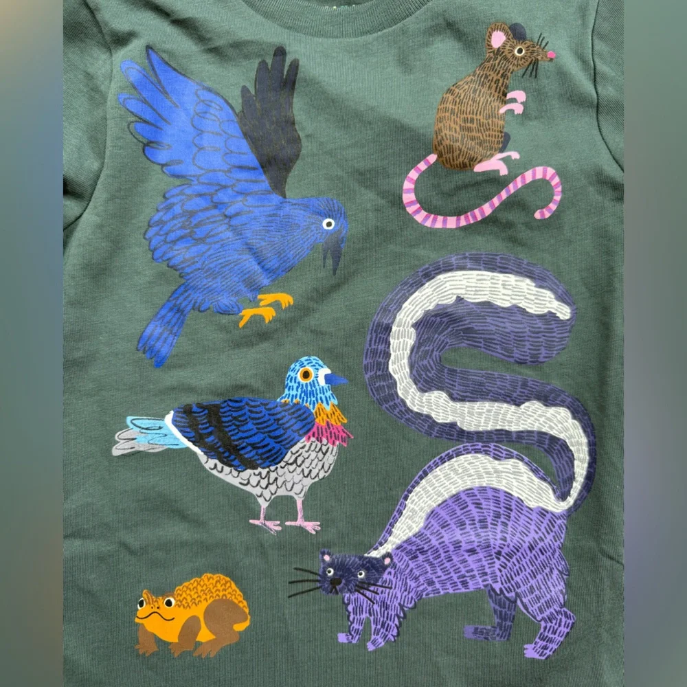 NEW Mini Boden Long Sleeve Printed T-shirt in Smoke Woodland Friends 2-3 Years - Picture 3 of 7